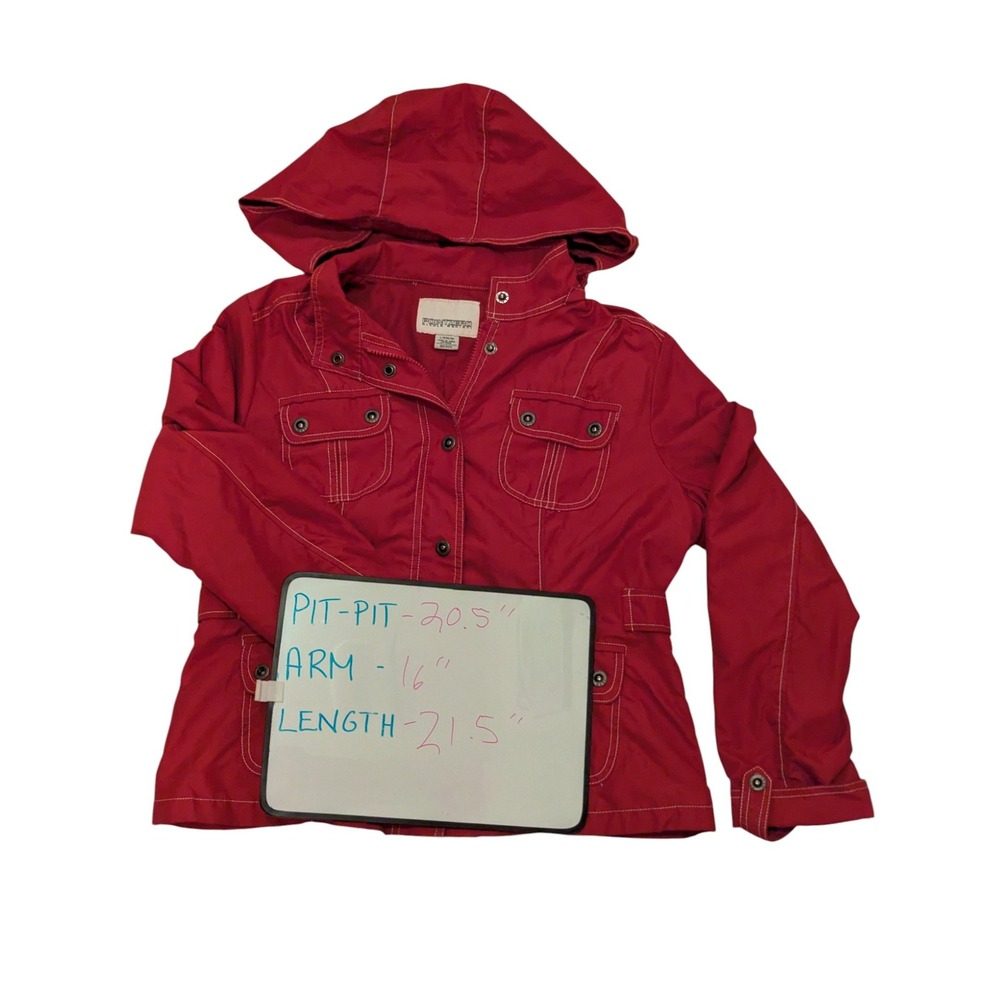 Point Zero Nicole Benisti‎ Red Hooded Lightweight Jacket L Womens